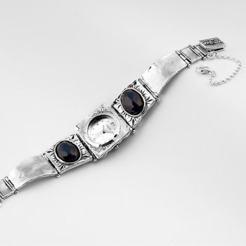 Часы серебро 925* W596/10730  Оникс 17,5 см  53,96 гр. По заказу ЮК Серебро Израиль