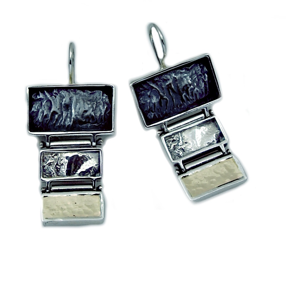 Серьги серебро 925/золото Е2100А/3570 б/к 15,75 гр по заказу Тайна серебра Израиль